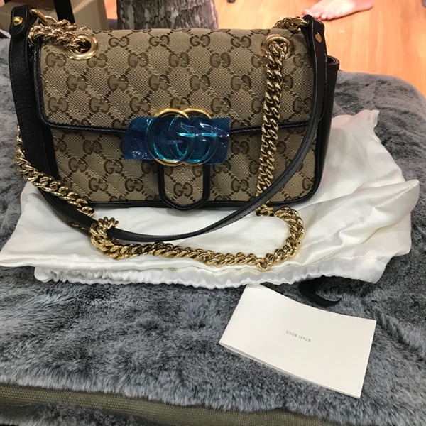 Túi GG marmont nâu phối đen +