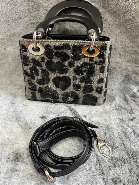Túi Dior lady mini hoạ tiết xà cừ đen +