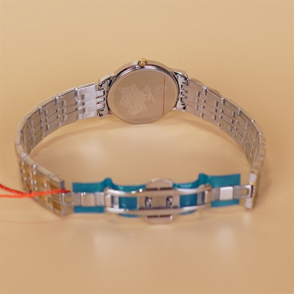 Đồng hồ nữ Citizen mặt tròn dây trắng phối vàng KG+