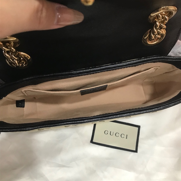 Túi GG marmont nâu phối đen +