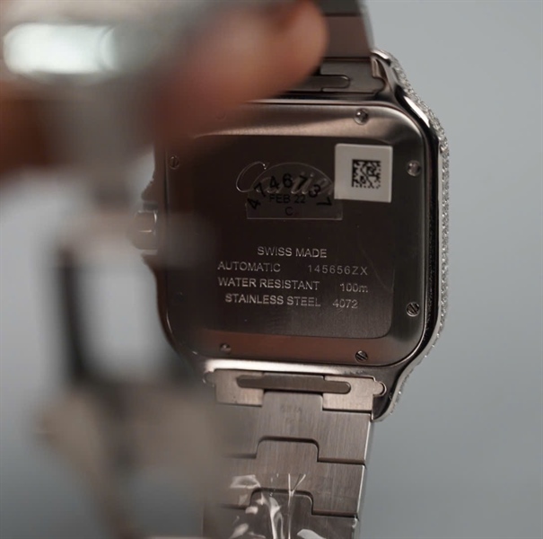 Đồng hồ Cartier mặt vuông quai full kim cương (145656ZX) sz38 (HC) +