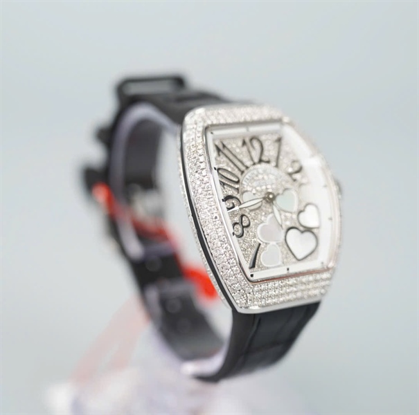 Đồng hồ Franck Muller dây đen mặt vuông hình trái tim (No3587) (HC) KG+