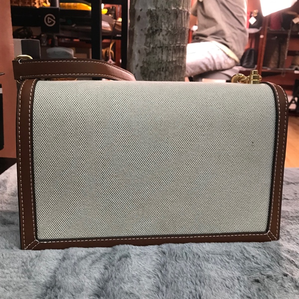 Túi Tory Burch trắng viền nâu ++