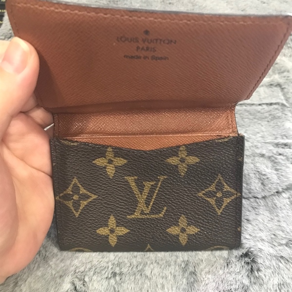 Ví card LV hoa nâu nắp vuông lòng nâu nhạt +