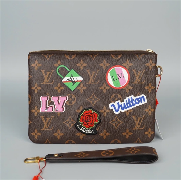 Túi LV Clutch hoa nâu in hình (CA2168) sz22 (HC)+