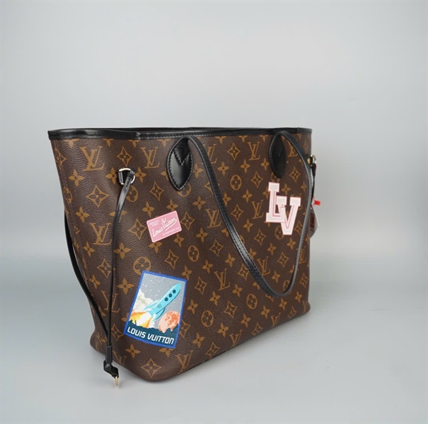 Túi LV Neverfull hoa nâu kèm ví sz32 (HC)+