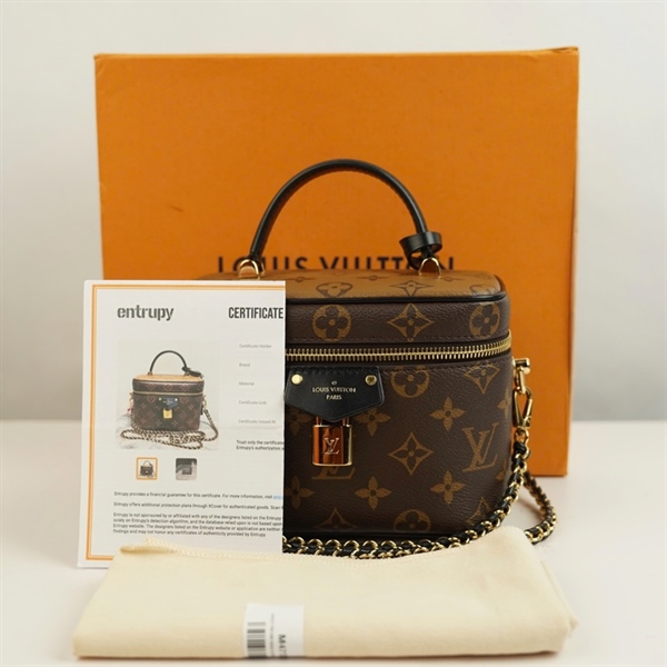Túi LV Vanity hoa nâu sz18 +
