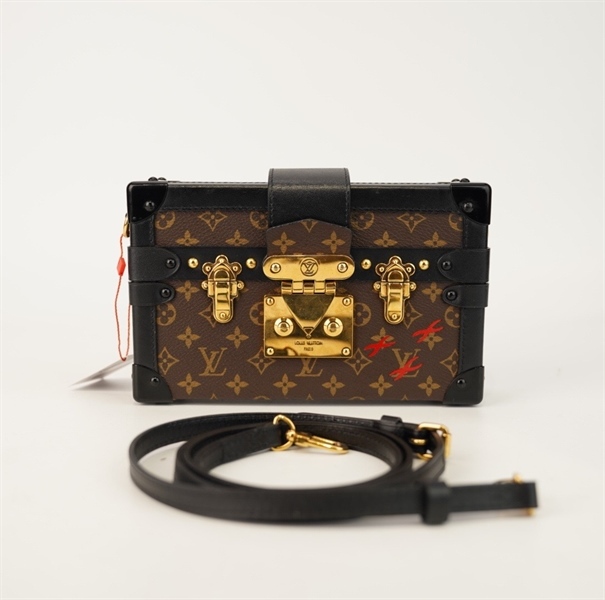 Trunk LV hoa nâu viền đen sz 20cm (HC)+