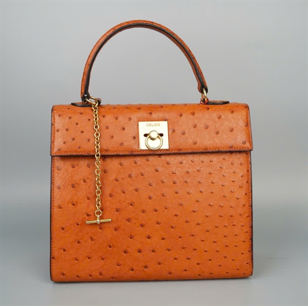 Túi Celine da đà điểu nâu kèm ví sz28 KG+