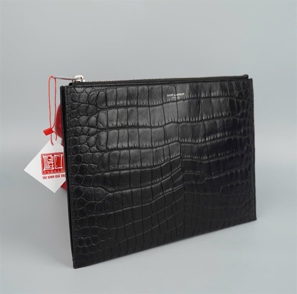 Tú YSL Clutch đen vân sz29 KG+