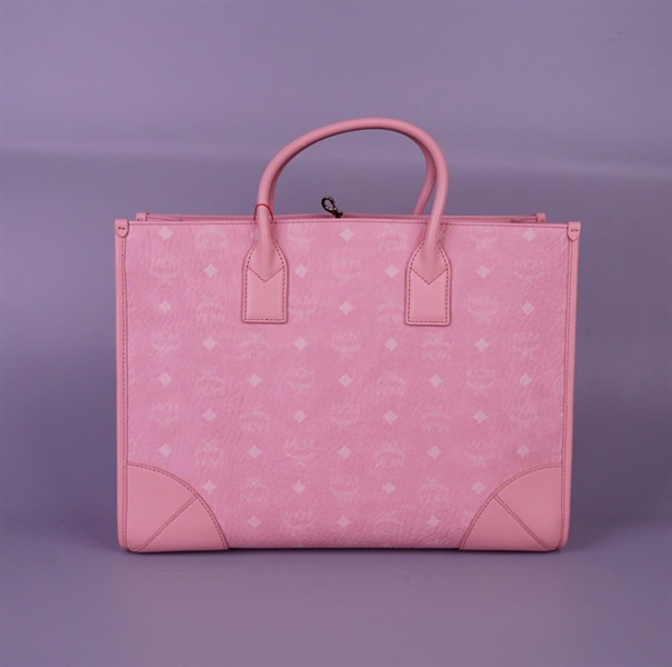 Túi MCM Tote hồng kèm ví sz37 KG+