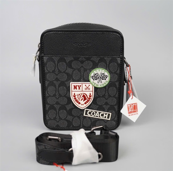 Túi Coach đeo chéo đen in hình sz16 +