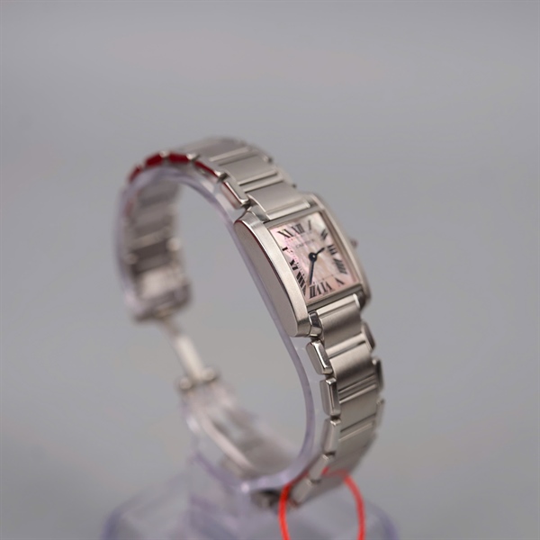 Đồng hồ Cartier bạc mặt vuông hồng (698720SX) sz20 (LTB) KG+