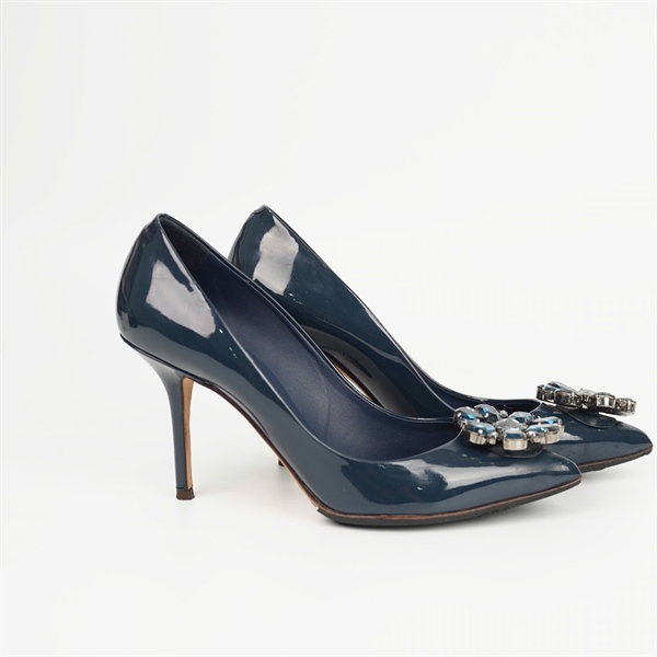 Giày D&G xanh đậm đính hoa đá đế 9p sz37.5 KG +