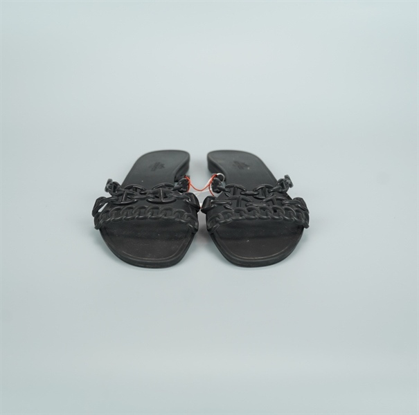 Dép Hermes đen size 38 (BQ) KG+