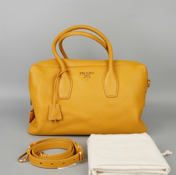 Túi Prada Handle vàng kèm ổ+ 2 chìa sz33 KG+