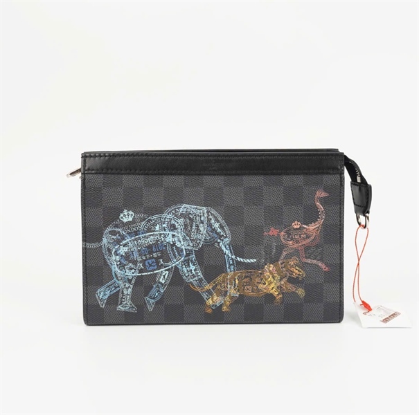 Túi LV Clutch ô vuông đen in hình kèm ví sz22 (KG) +