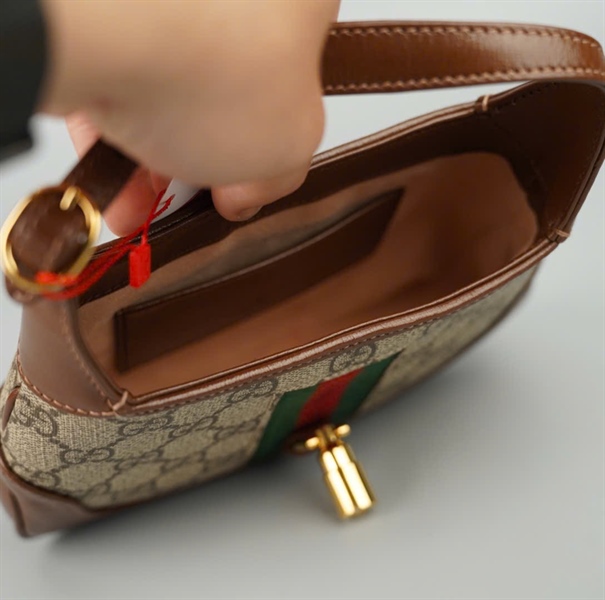 Túi GG Jackie 1961 xám viền nâu sz19 (BMC) +