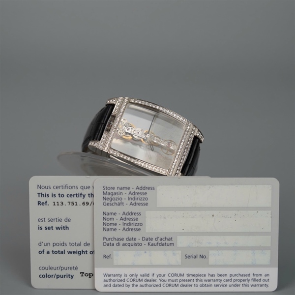 Đồng hồ Corum mặt vuông quai đen 220695 (HC) KG+