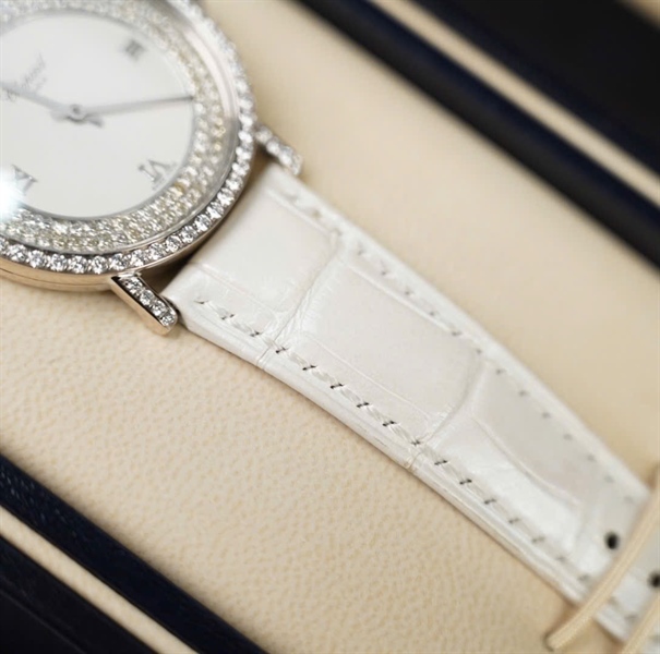 Đồng hồ Chopard mặt tròn quai trắng (163154) sz34 KG+