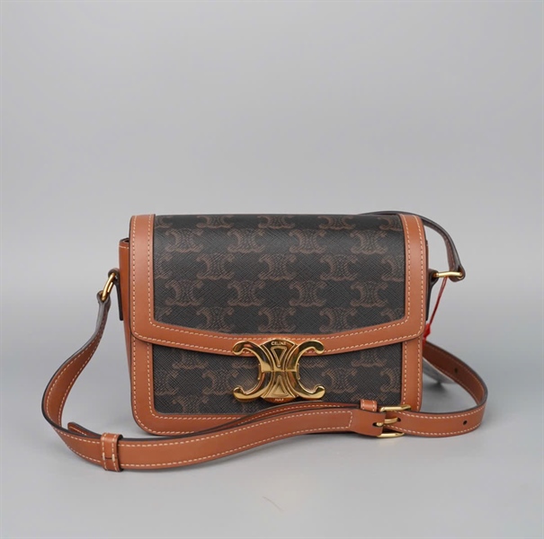 Túi Celine Triomphe đen viền nâu (W-LM-3293) sz19 (BQ) KG +