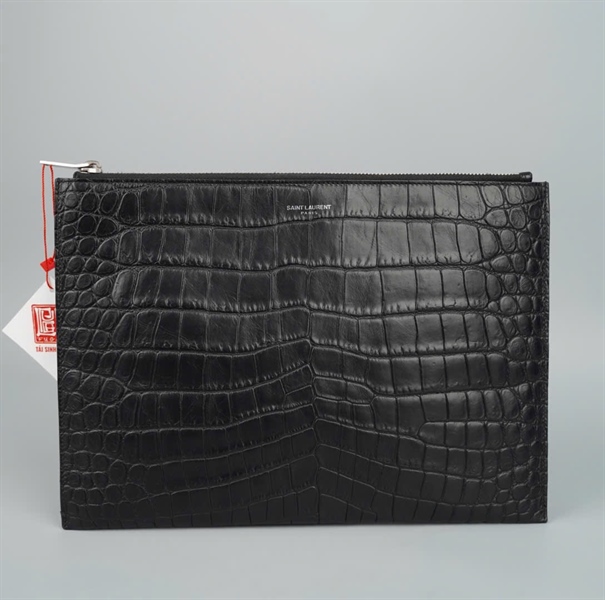 Tú YSL Clutch đen vân sz29 KG+