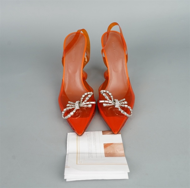 Giày Amina Muaddi Heels cam cao 11 sz37.5 KG+