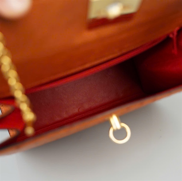 Túi Celine da đà điểu nâu kèm ví sz28 KG+