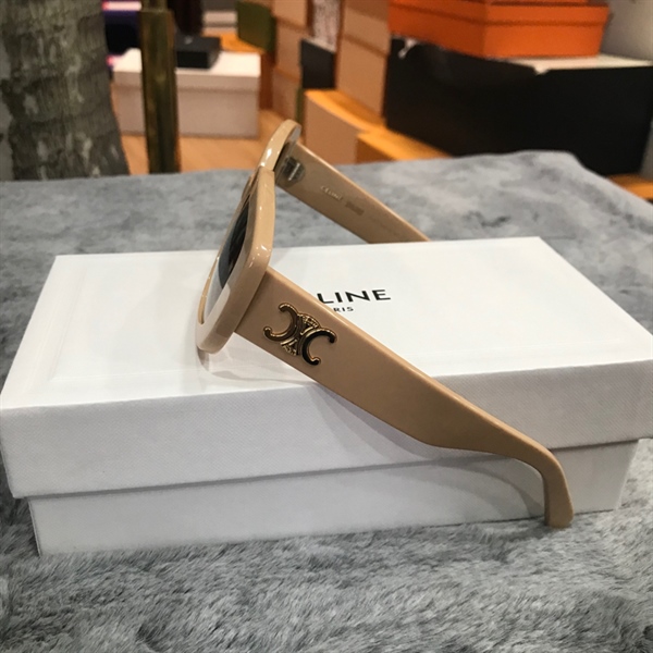 Kính Celine chữ nhật màu nâu kem KG+