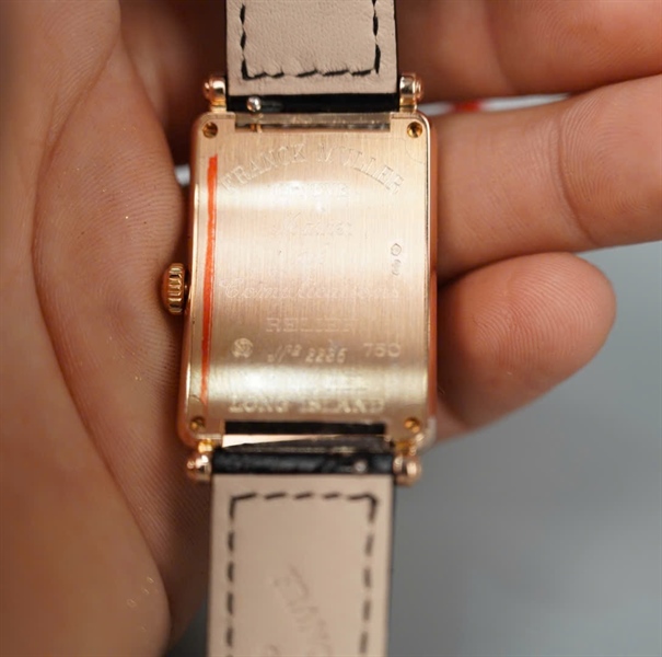 Đồng hồ Franck Muller dây đen mặt vuông đính đá (No2236) (HC) KG+