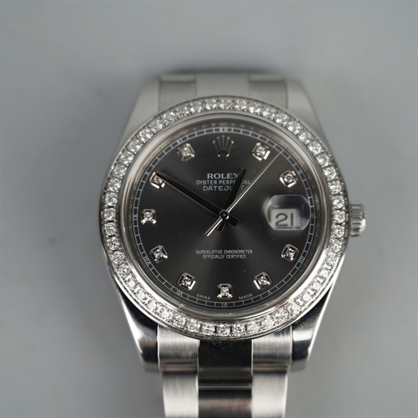 Đồng hồ Rolex bạc đính đá (G045414) kim độ sz41 (HC) KG+