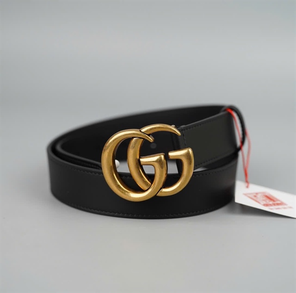 Thắt lưng GG đen khóa vàng bản 3cm dài 90cm (ALT) KG+