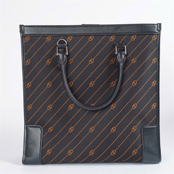 Túi GG Tote đen họa tiết cam kèm tag da (C040787257) sz36 KG+