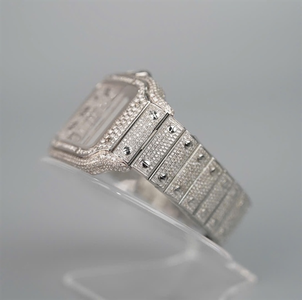 Đồng hồ Cartier mặt vuông quai full kim cương (145656ZX) sz38 (HC) +