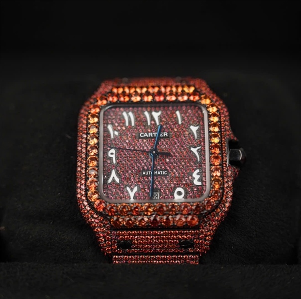 Đồng hồ Cartier cam full kim cương (281121CX) (HC) + 38
