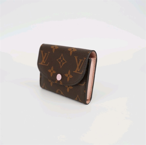 Ví card LV nút hồng viền bo +