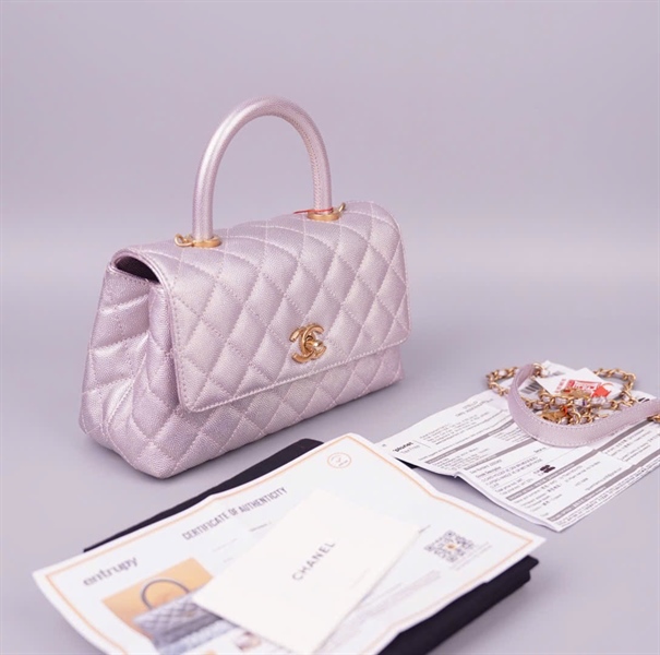 Túi Chanle coco tím X3685PA5 sz23 KG+
