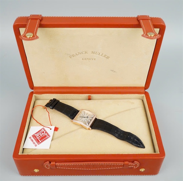 Đồng hồ Franck Muller mặt vuông quai đen (No40) KG+