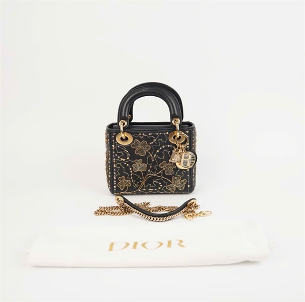 Túi Dior Lady đen đính cườm sz mini +