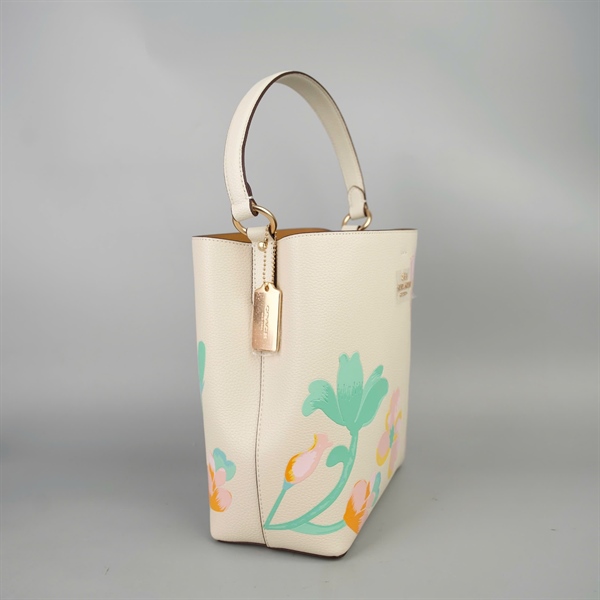 Túi Coach Bucket màu trắng sz24 +