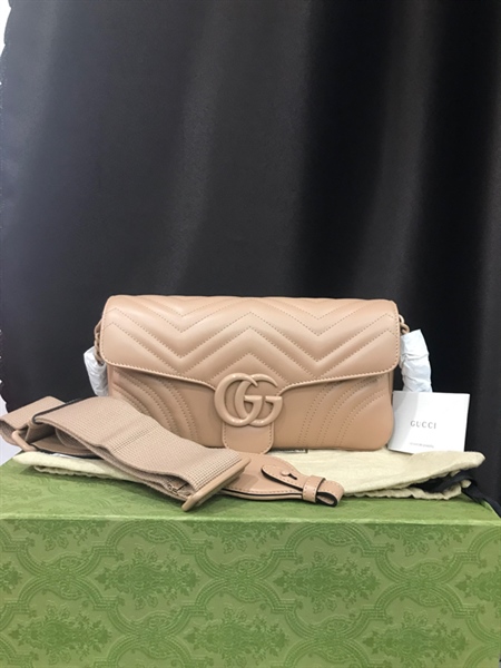 Túi GG marmont nâu sữa+