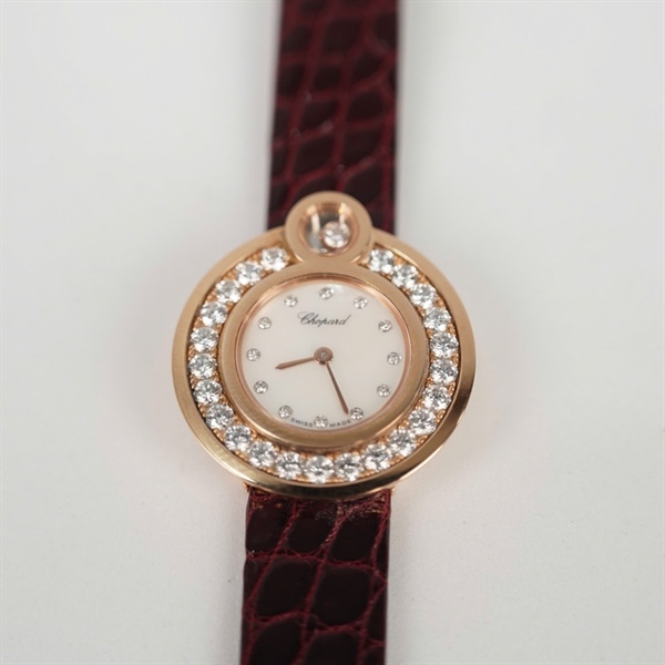 Đồng hồ Chopard mặt tròn quai nâu tím (1752453) sz30 (HC) +
