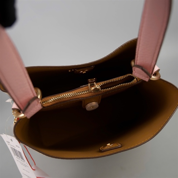 Túi Coach Bucket trắng in hoa sz20 +