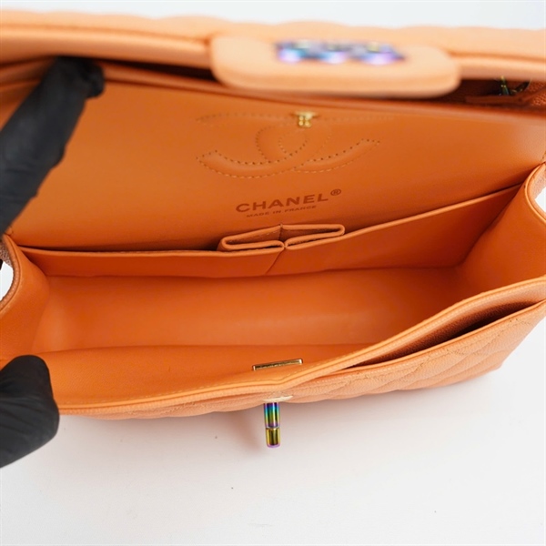 Túi Chanel Classic cam khóa màu (NH435HT7) sz23 (BMC) KG+