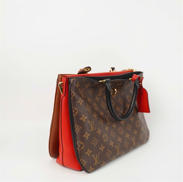 Túi LV hoa nâu phối đỏ sz 30cm (HC)+