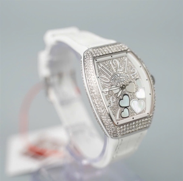 Đồng hồ Franck Muller trắng mặt vuông hình trái tim (No2652) (HC) KG+