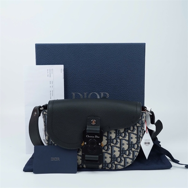 Túi Dior Saddle xám nắp đen (01-BO-0234) sz18 (A-T) KG+