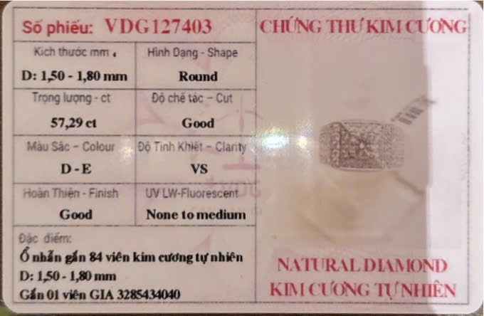 Nhẫn vuông đính đá full KG+