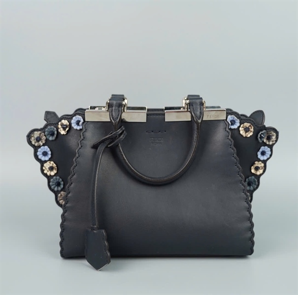 Túi Fendi hoa màu xanh đen sz22+