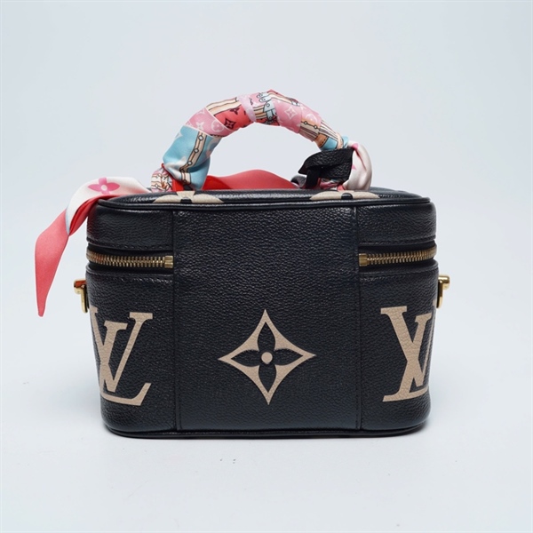 Túi LV Vanity đen hoa trắng kèm 2 chìa ko ổ khóa sz20 KG+